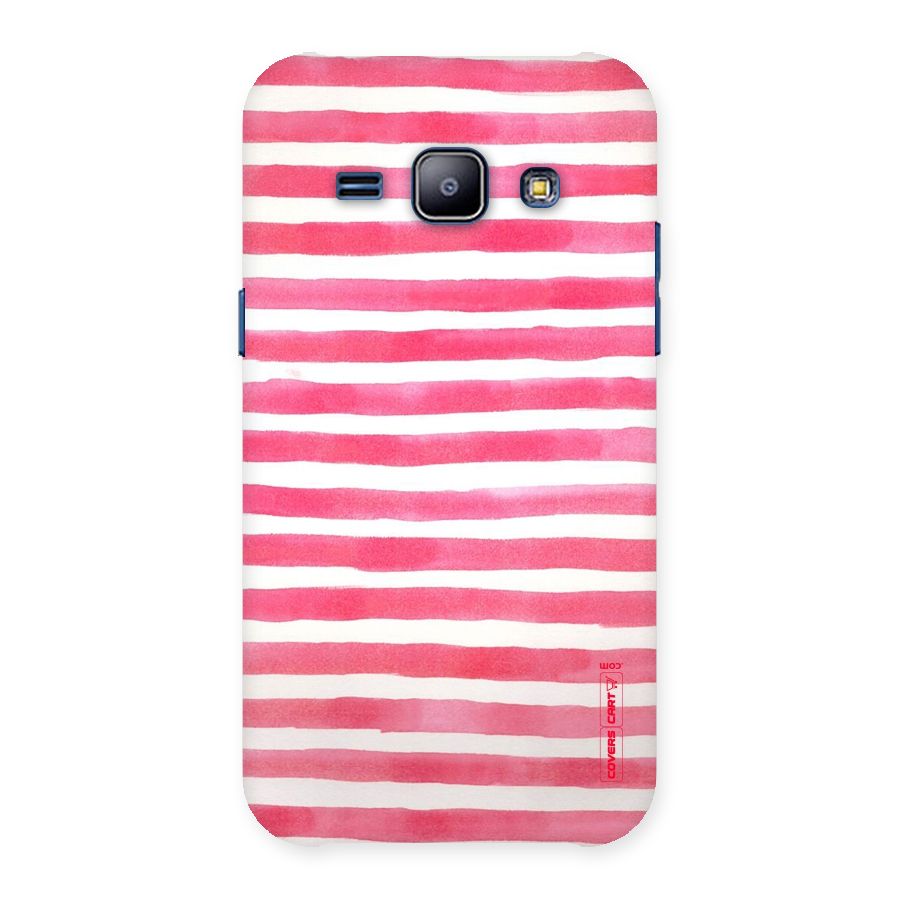 White And Pink Stripes Back Case for Galaxy J1