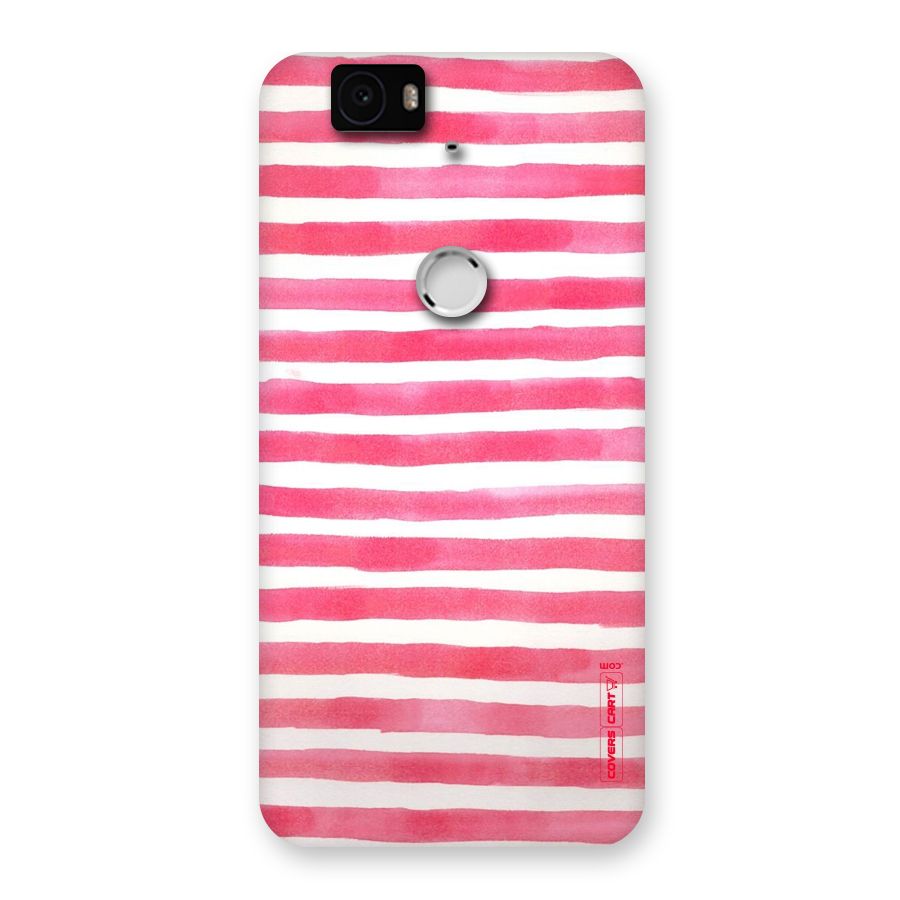 White And Pink Stripes Back Case for Google Nexus-6P