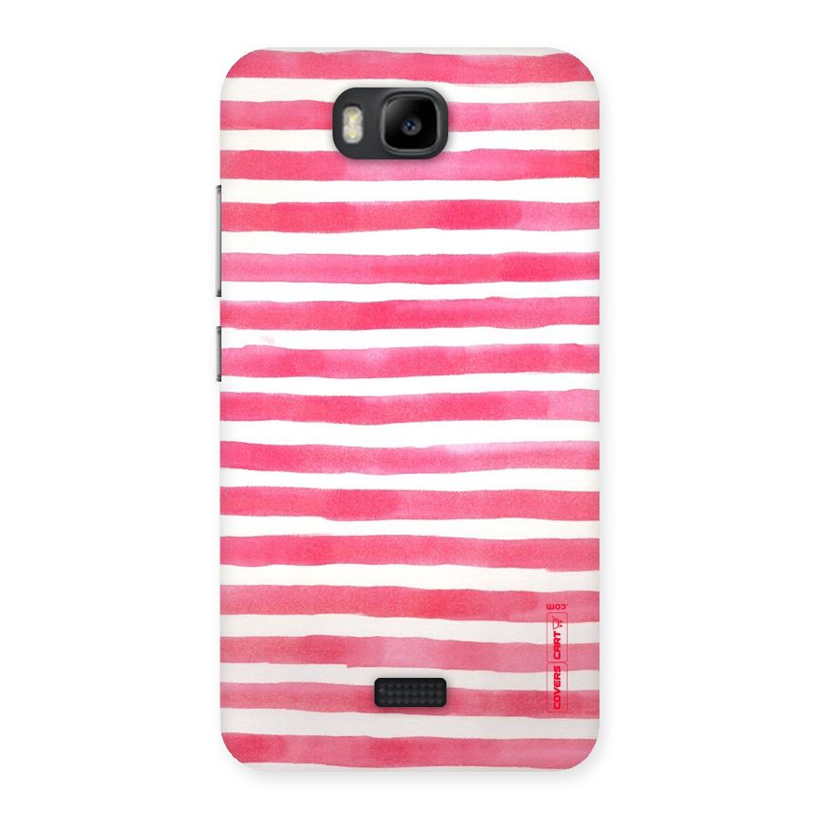 White And Pink Stripes Back Case for Honor Bee