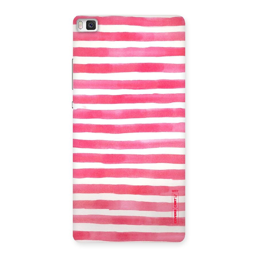 White And Pink Stripes Back Case for Huawei P8