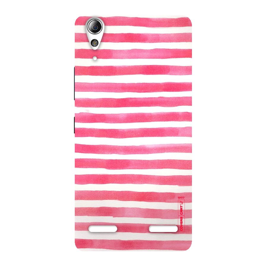 White And Pink Stripes Back Case for Lenovo A6000