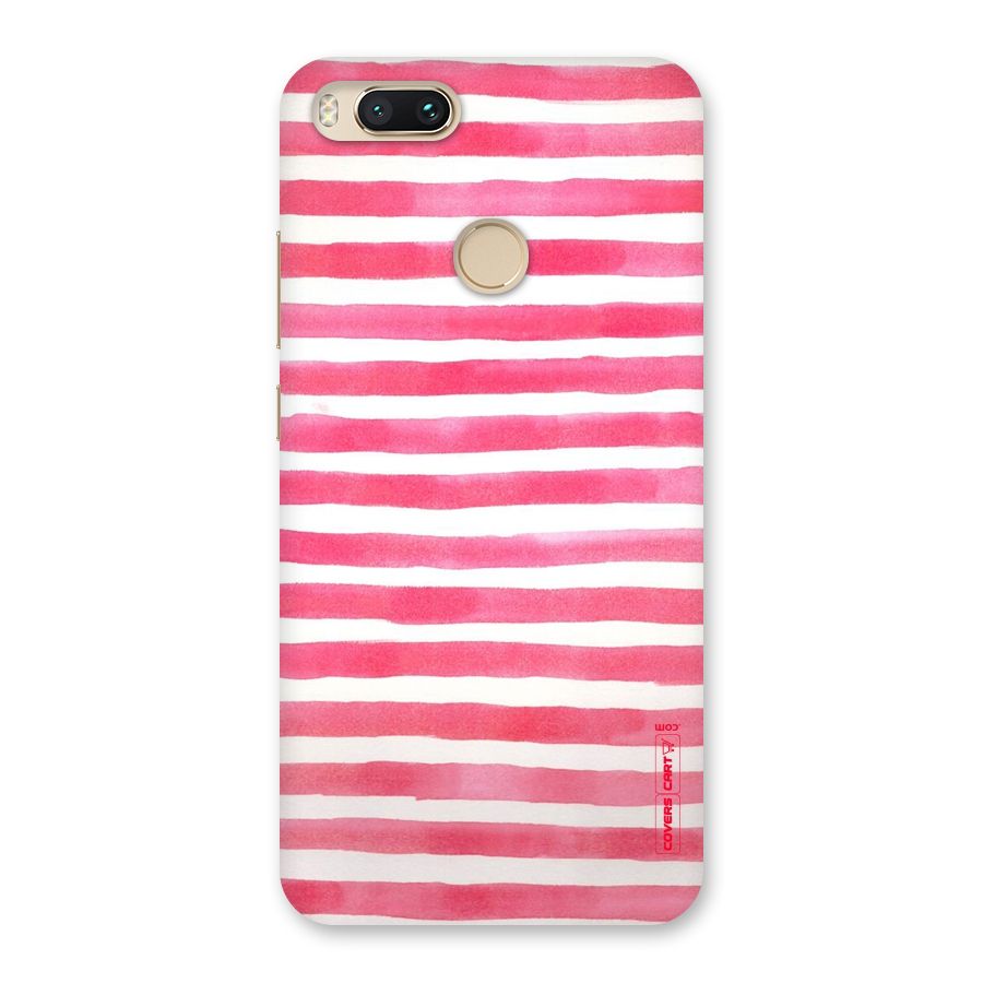 White And Pink Stripes Back Case for Mi A1