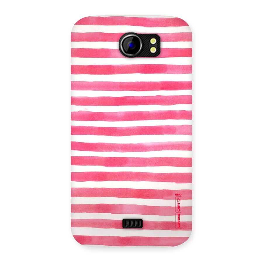 White And Pink Stripes Back Case for Micromax Canvas 2 A110