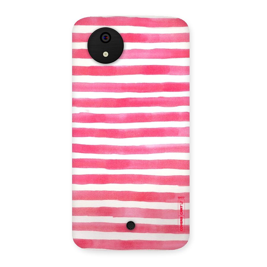 White And Pink Stripes Back Case for Micromax Canvas A1