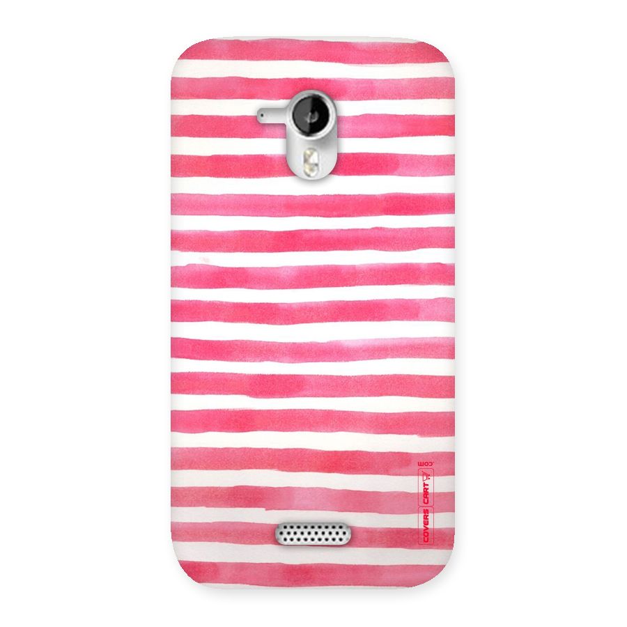 White And Pink Stripes Back Case for Micromax Canvas HD A116