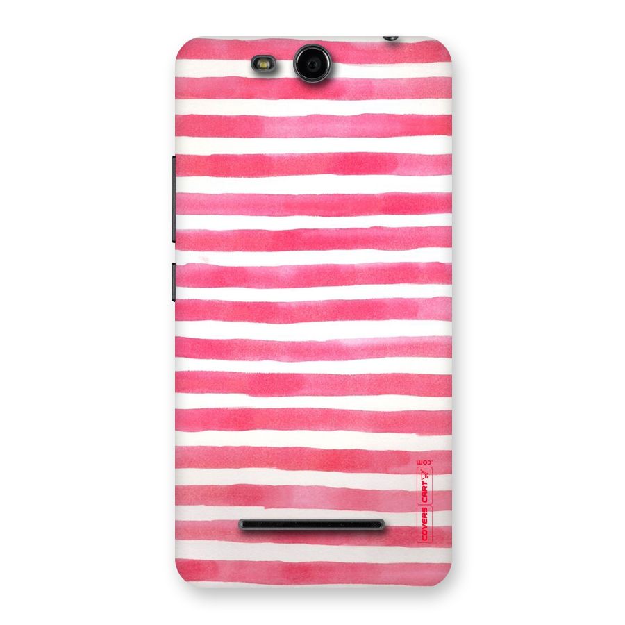 White And Pink Stripes Back Case for Micromax Canvas Juice 3 Q392