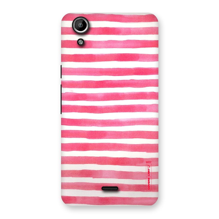 White And Pink Stripes Back Case for Micromax Canvas Selfie Lens Q345
