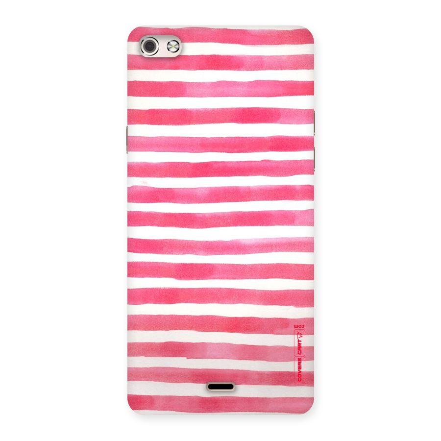 White And Pink Stripes Back Case for Micromax Canvas Silver 5