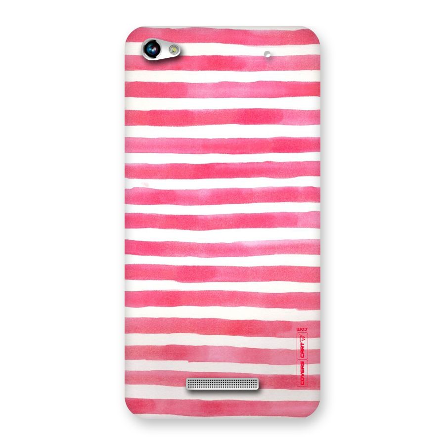 White And Pink Stripes Back Case for Micromax Hue 2