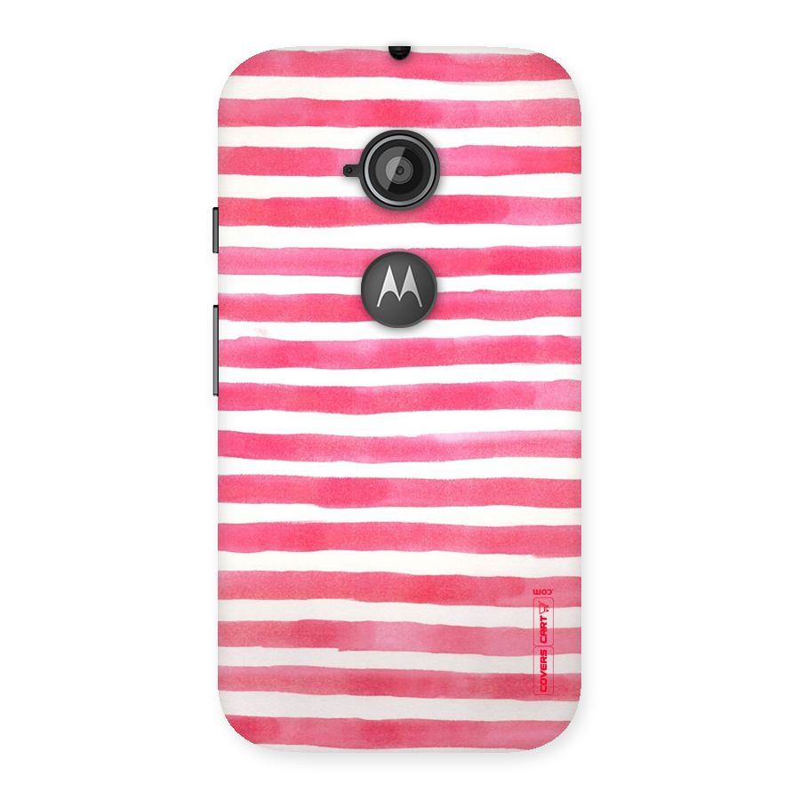 White And Pink Stripes Back Case for Moto E 2nd Gen