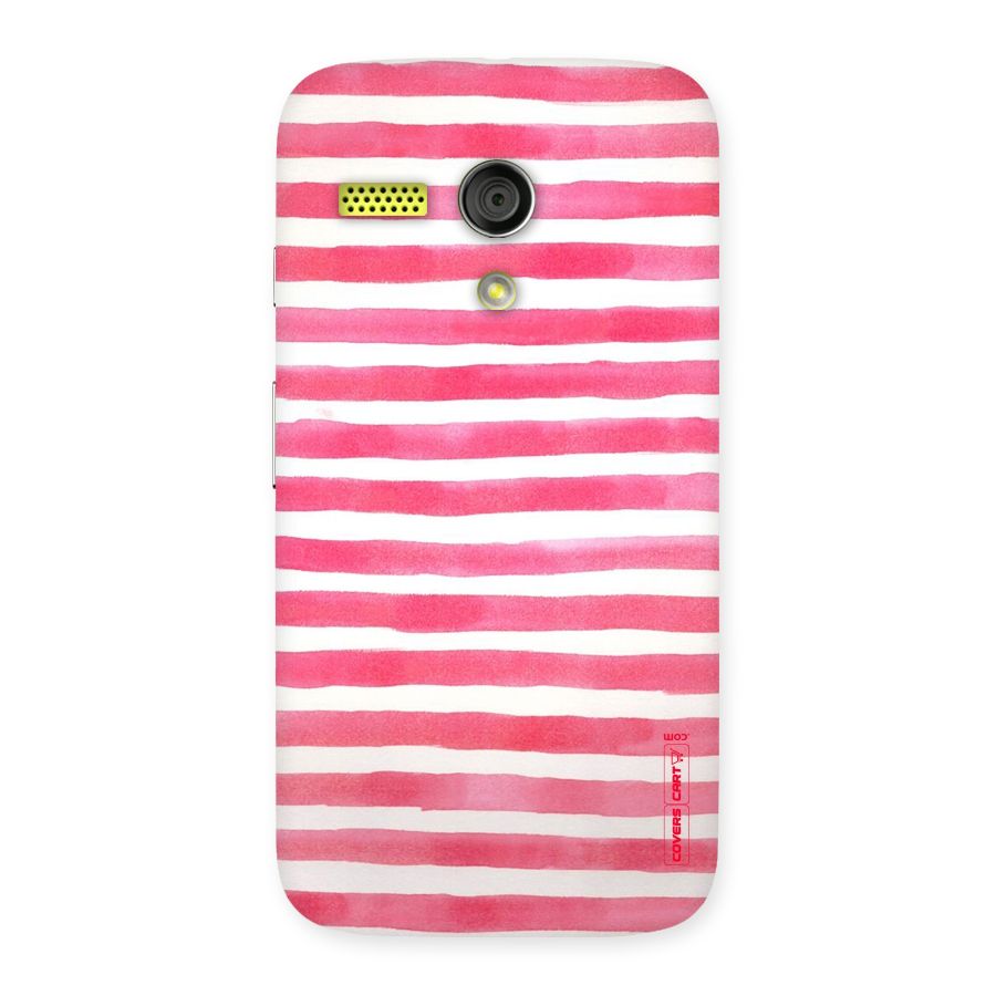 White And Pink Stripes Back Case for Moto G