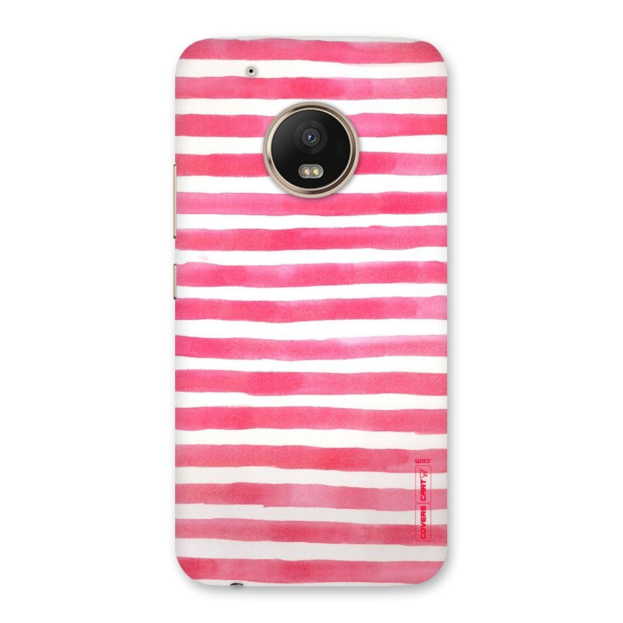 White And Pink Stripes Back Case for Moto G5 Plus