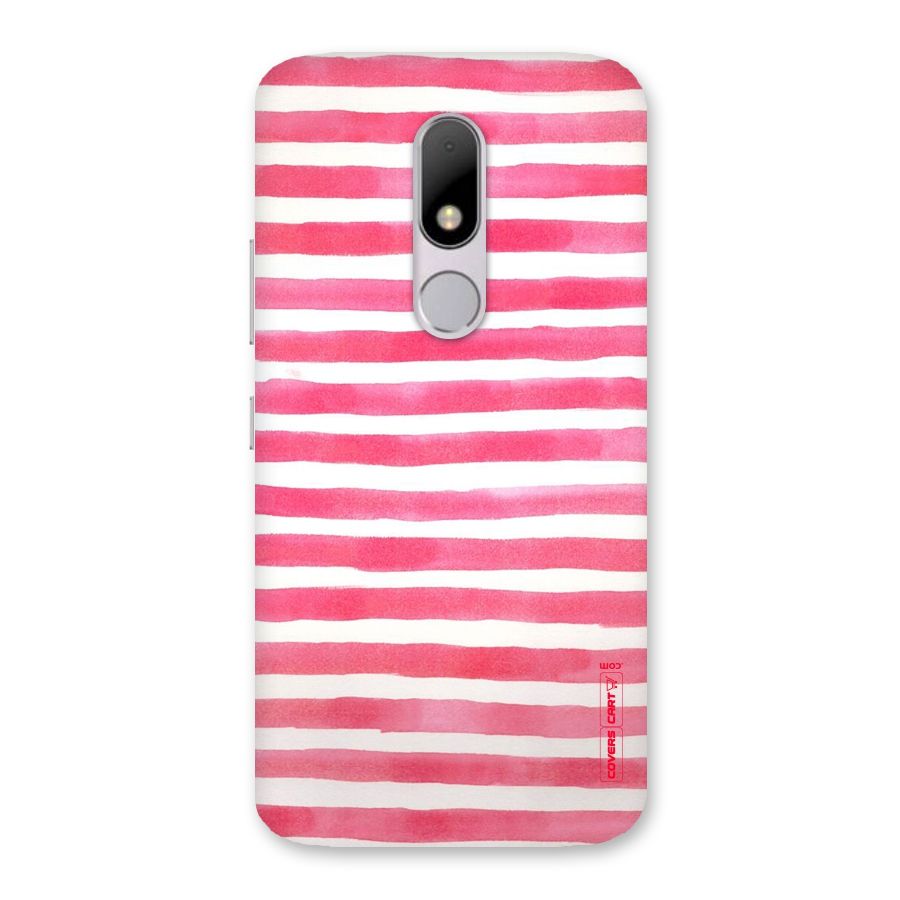 White And Pink Stripes Back Case for Moto M
