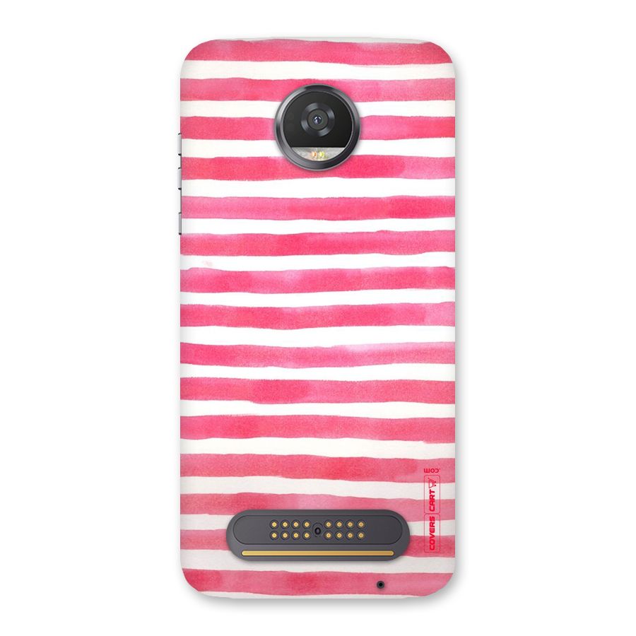 White And Pink Stripes Back Case for Moto Z2 Play