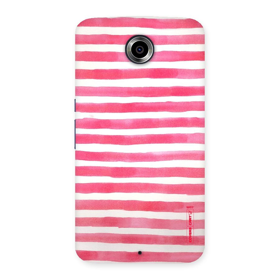 White And Pink Stripes Back Case for Nexsus 6
