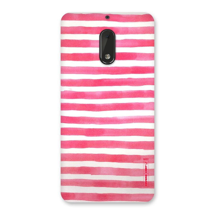 White And Pink Stripes Back Case for Nokia 6