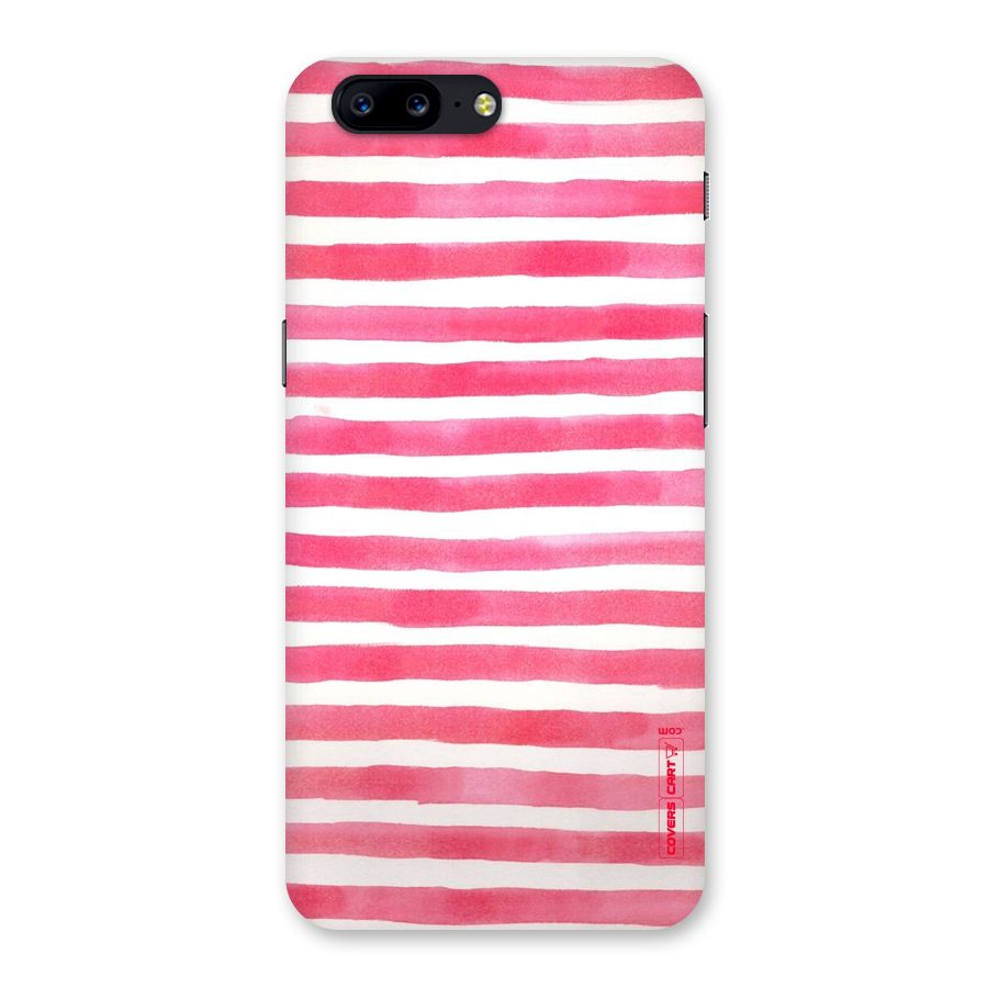 White And Pink Stripes Back Case for OnePlus 5