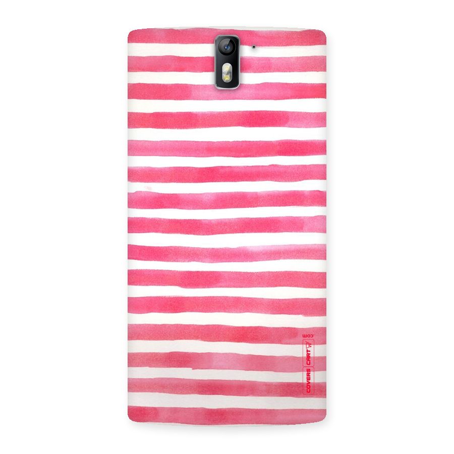 White And Pink Stripes Back Case for One Plus One
