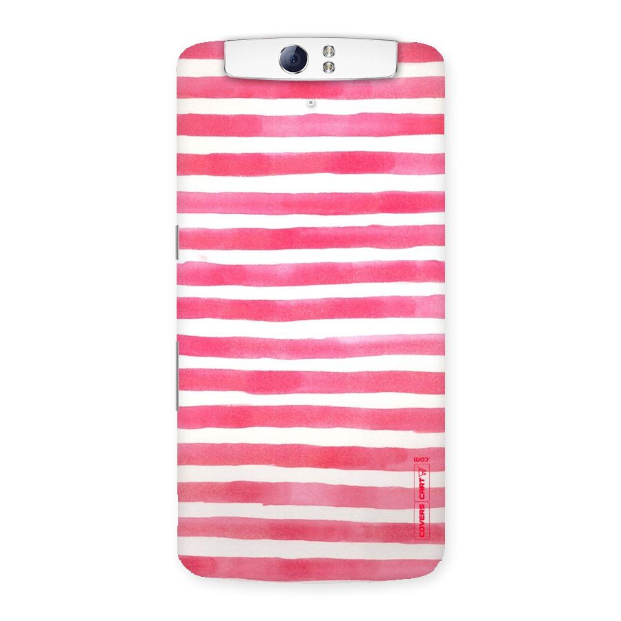 White And Pink Stripes Back Case for Oppo N1