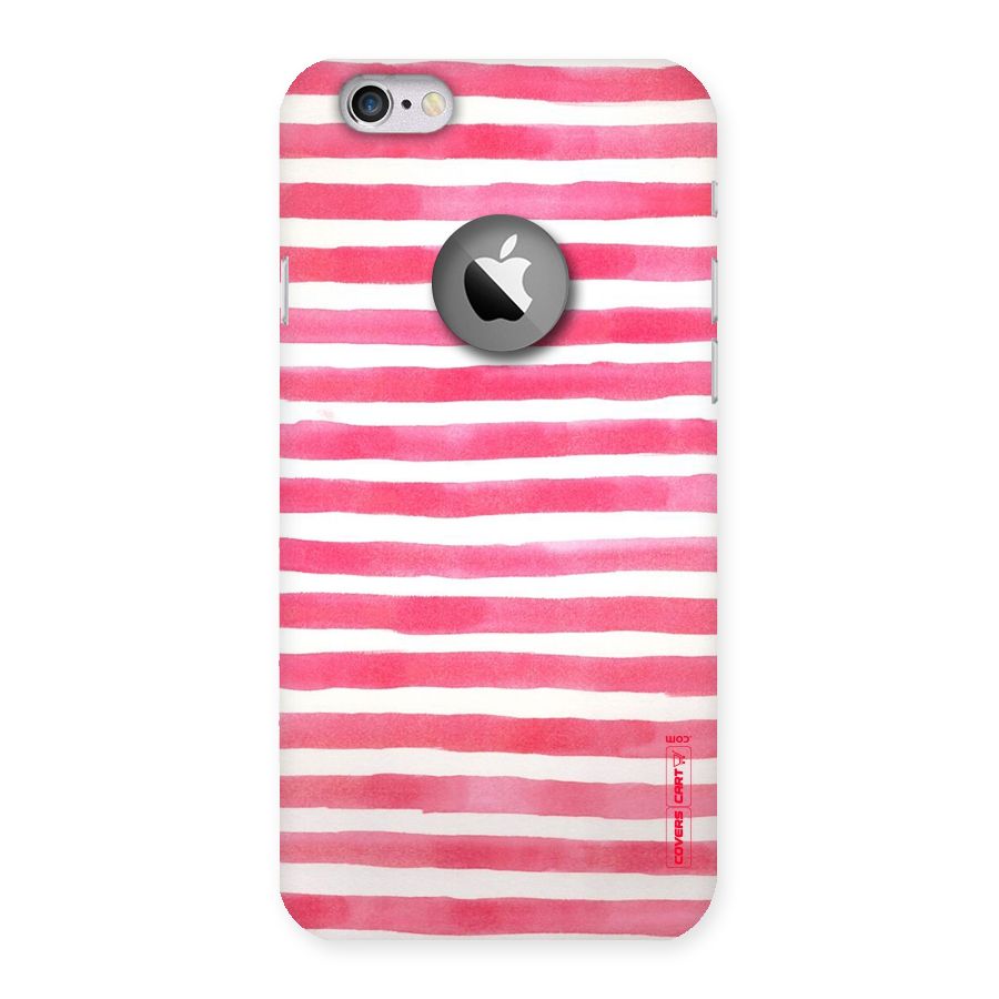 White And Pink Stripes Back Case for iPhone 6 Logo Cut
