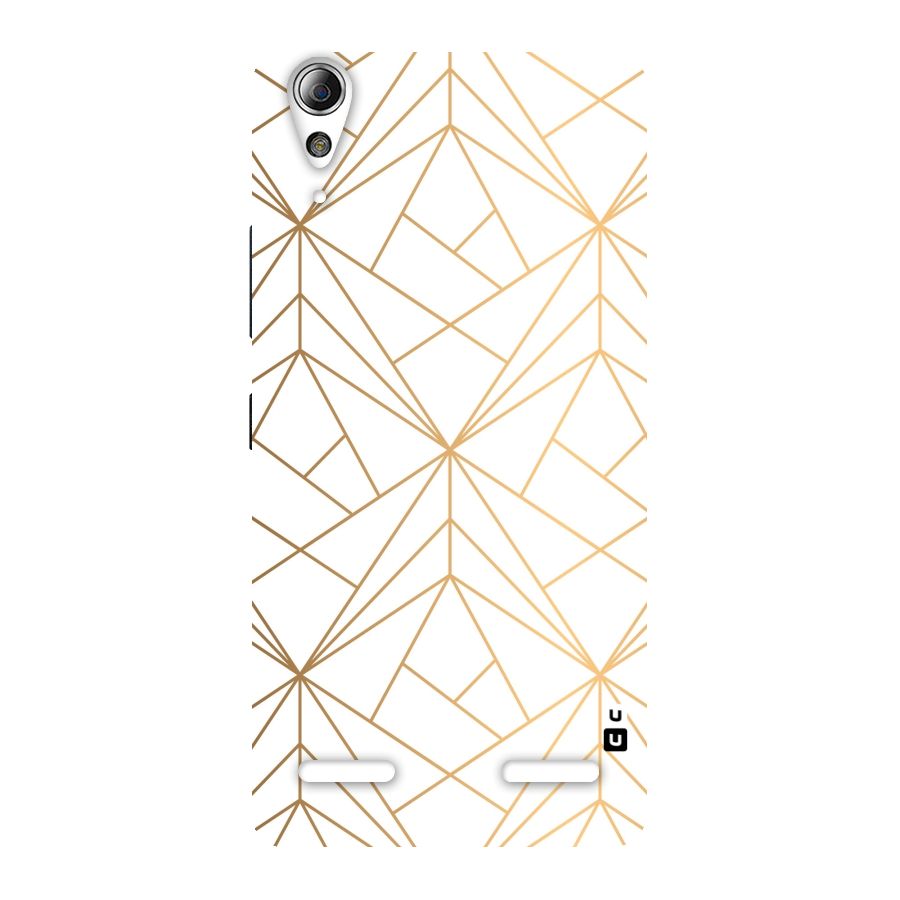 White Golden Zig Zag Back Case for Lenovo A6000 Plus
