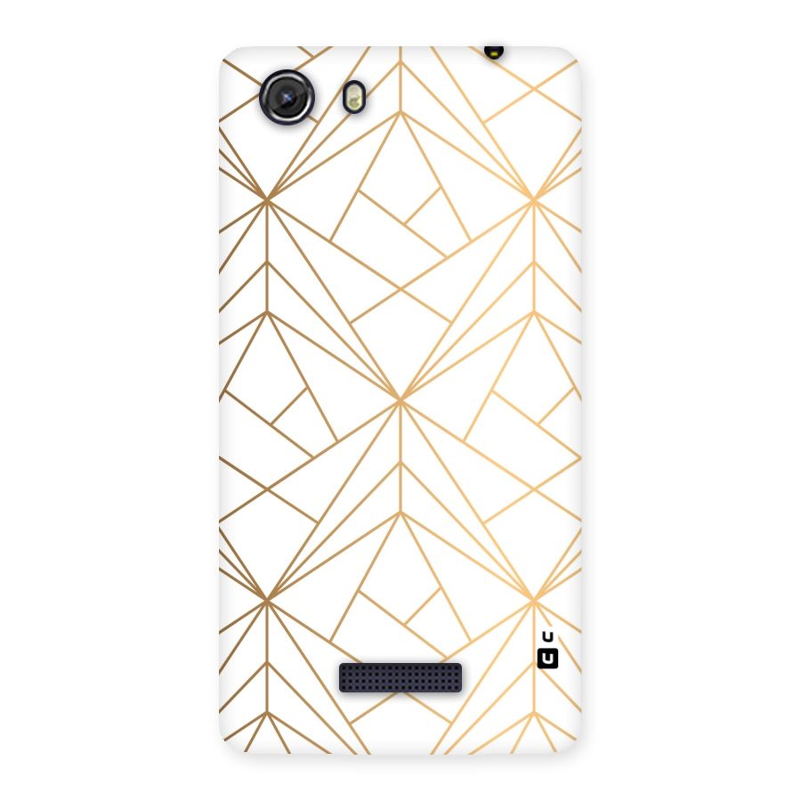 White Golden Zig Zag Back Case for Micromax Unite 3