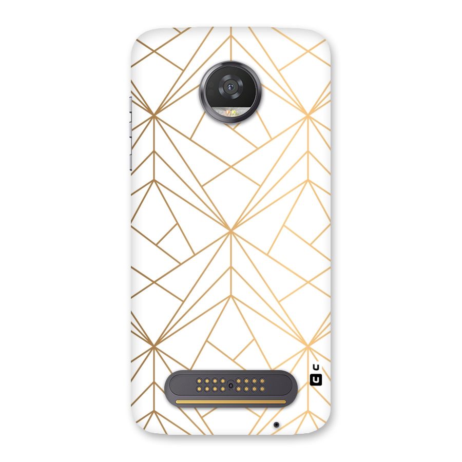 White Golden Zig Zag Back Case for Moto Z2 Play
