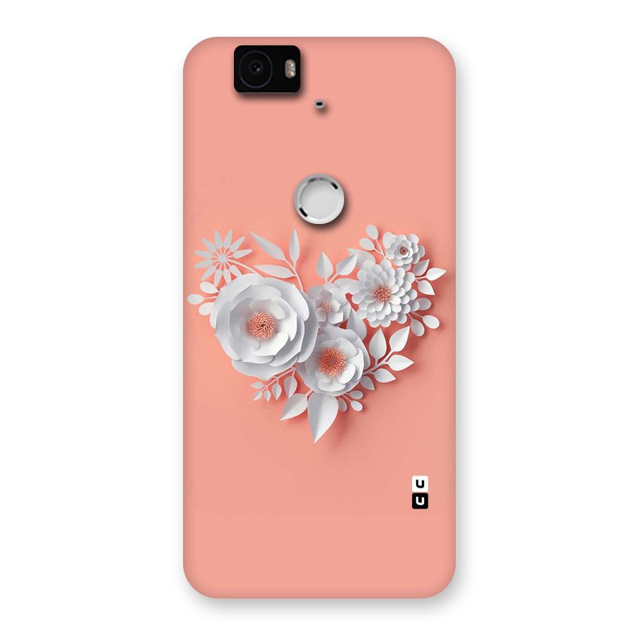 White Paper Flower Back Case for Google Nexus-6P