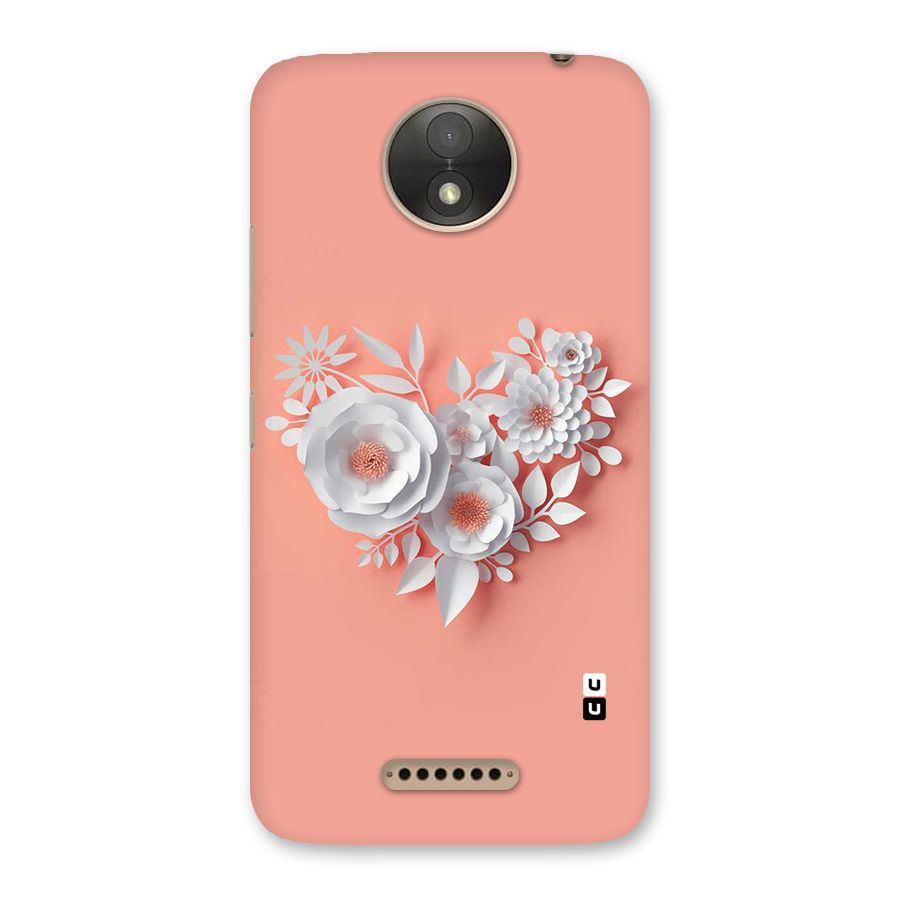 White Paper Flower Back Case for Moto C Plus
