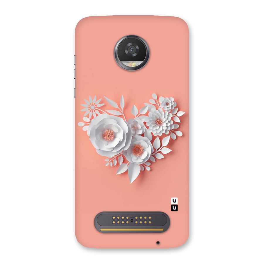 White Paper Flower Back Case for Moto Z2 Play