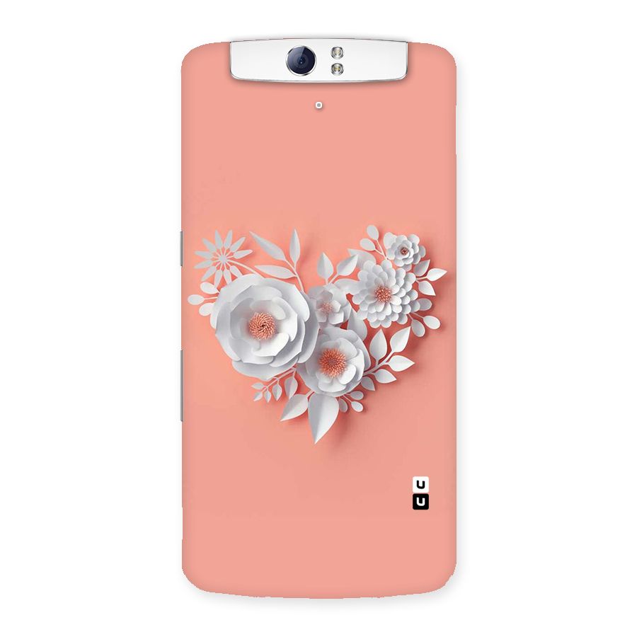 White Paper Flower Back Case for Oppo N1