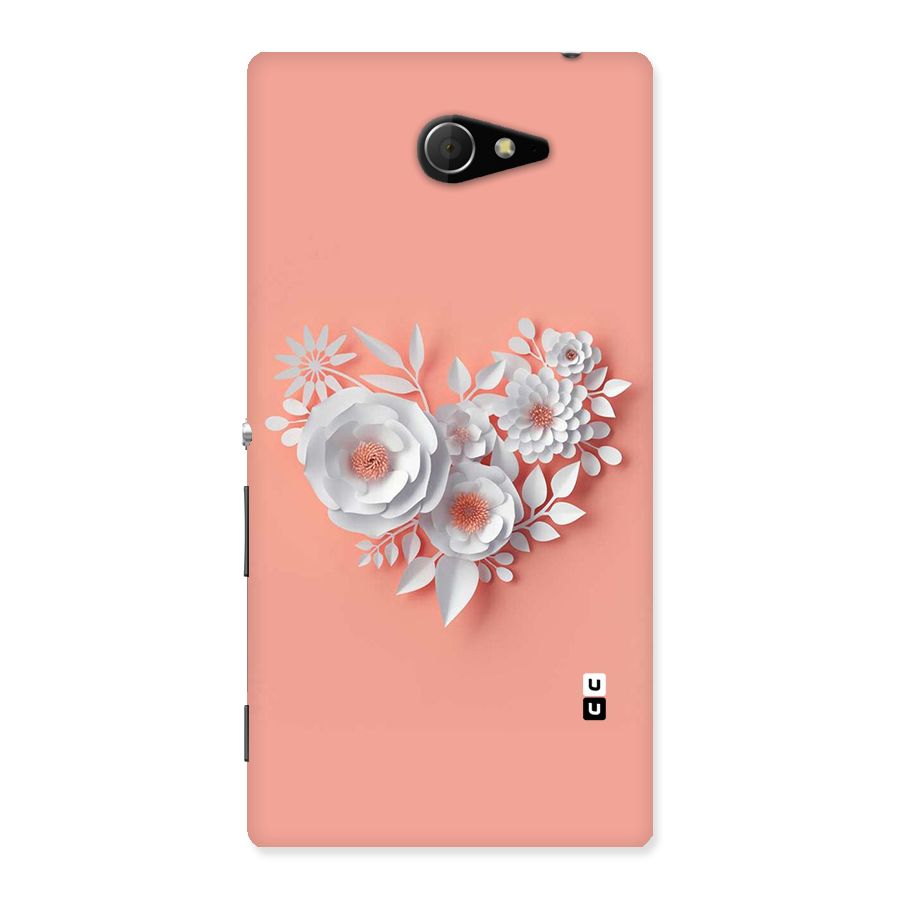 White Paper Flower Back Case for Sony Xperia M2