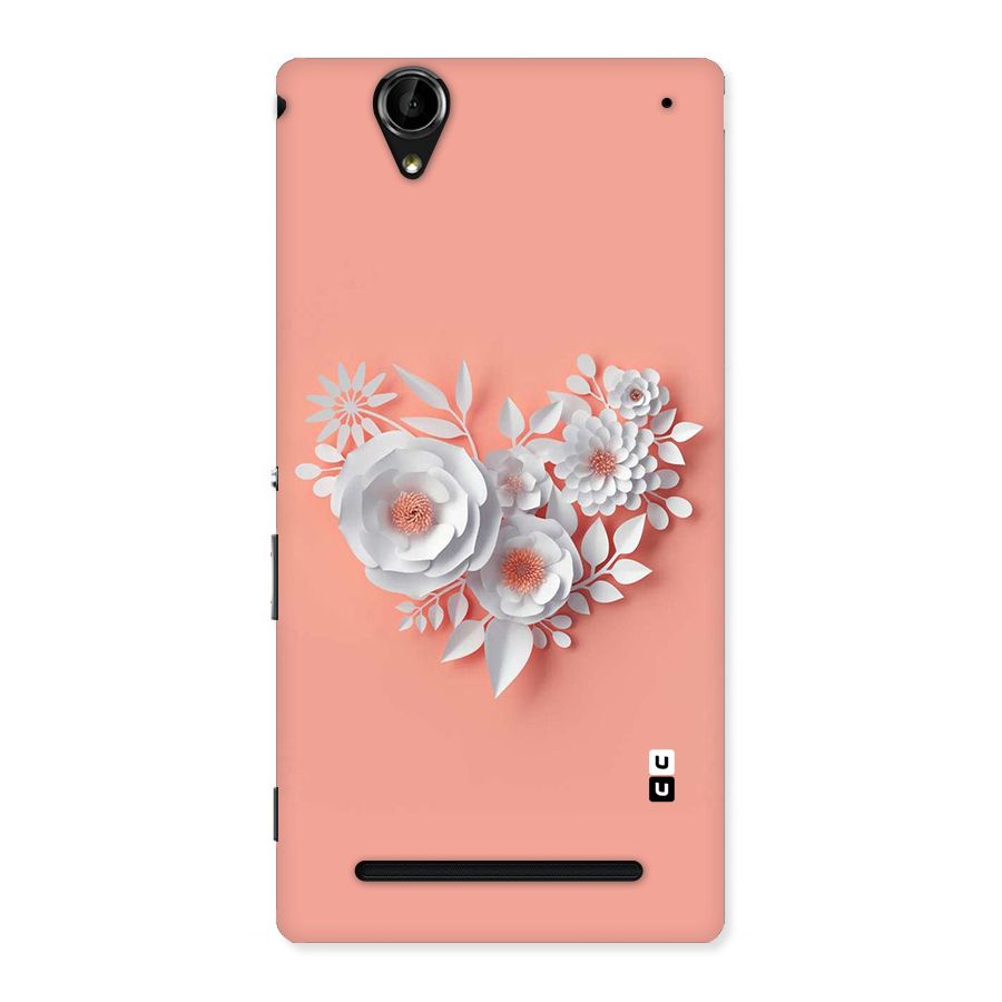 White Paper Flower Back Case for Sony Xperia T2