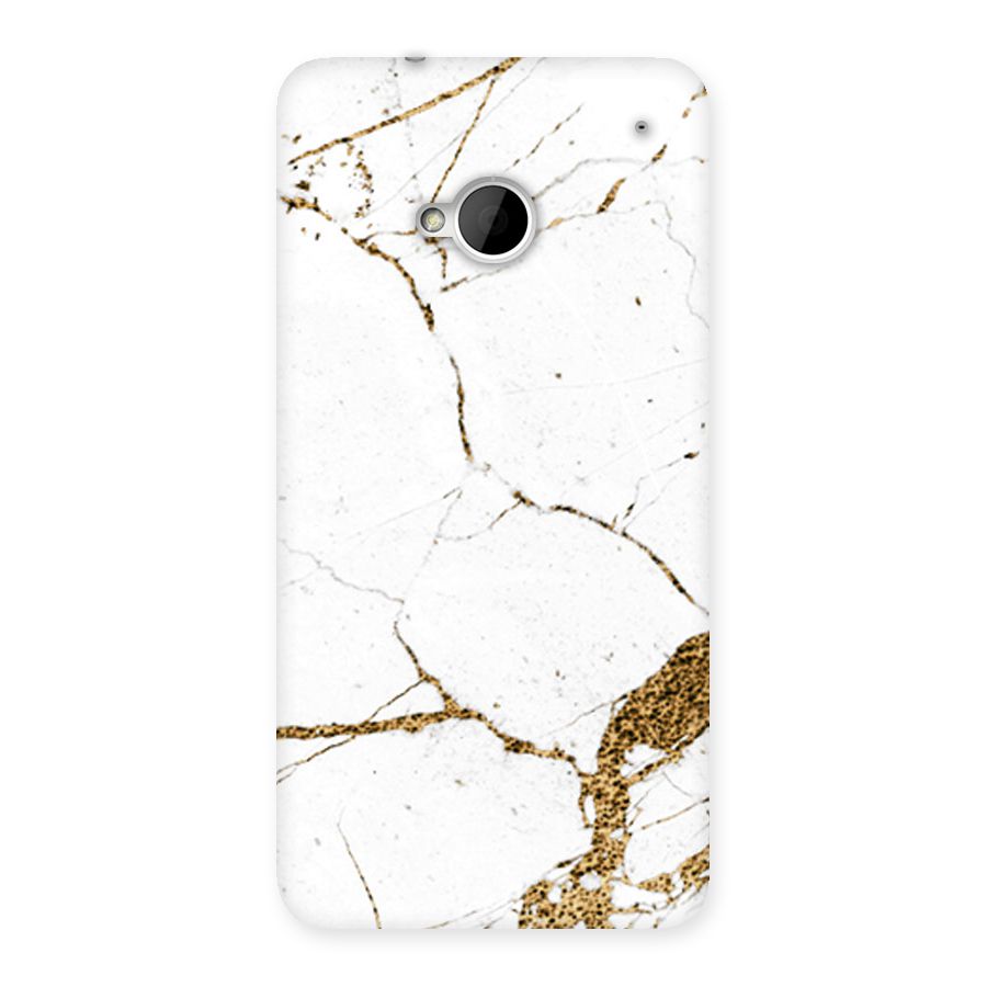 White and Gold Design Back Case for HTC One M7