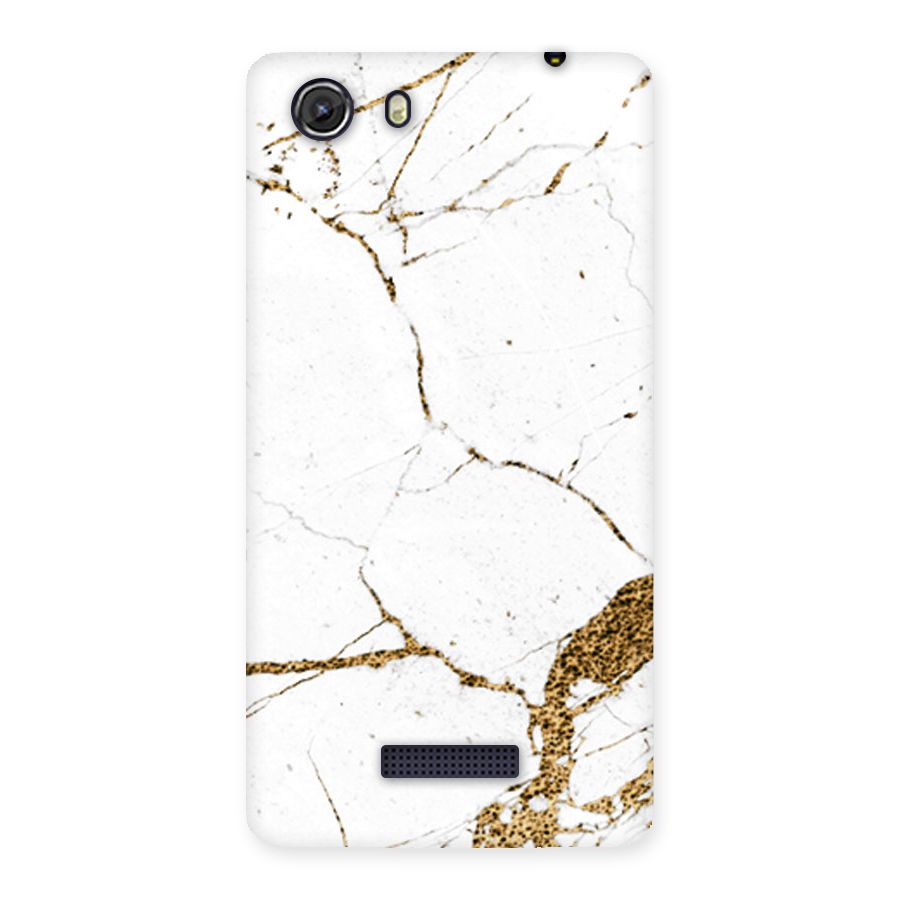 White and Gold Design Back Case for Micromax Unite 3