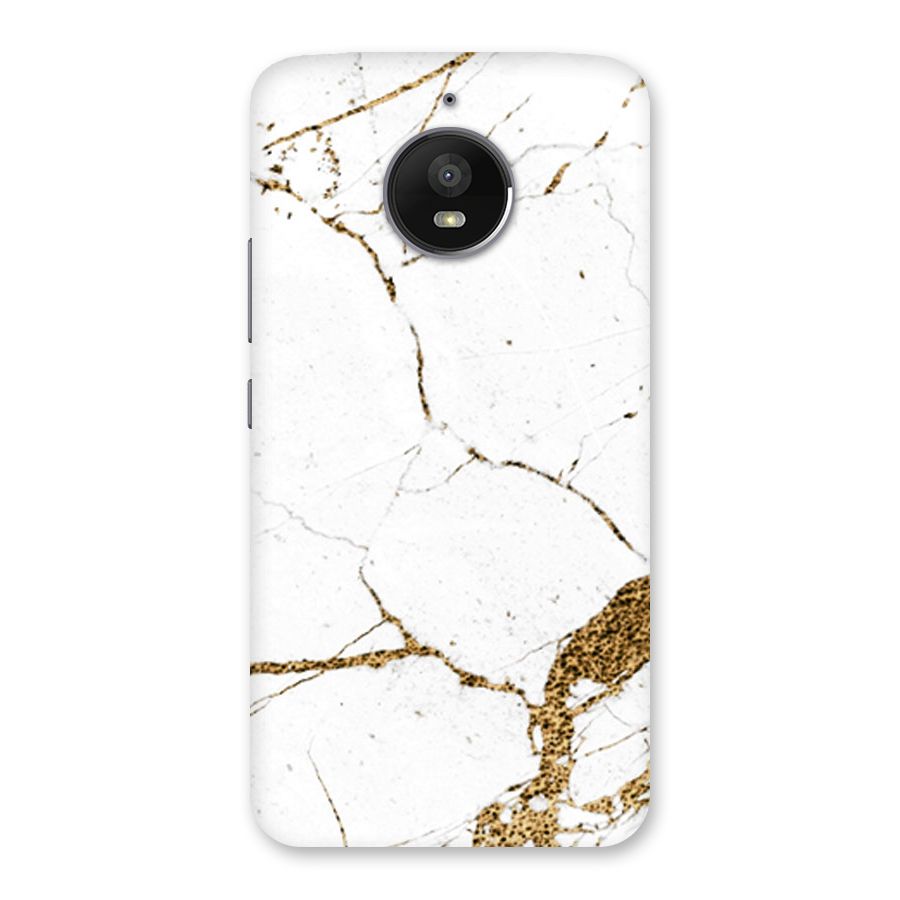 White and Gold Design Back Case for Moto E4 Plus