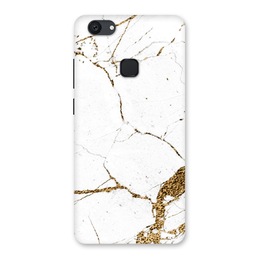 White and Gold Design Back Case for Vivo V7 Plus