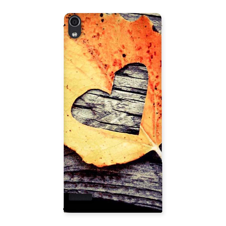 Wood Heart Leaf Back Case for Ascend P6