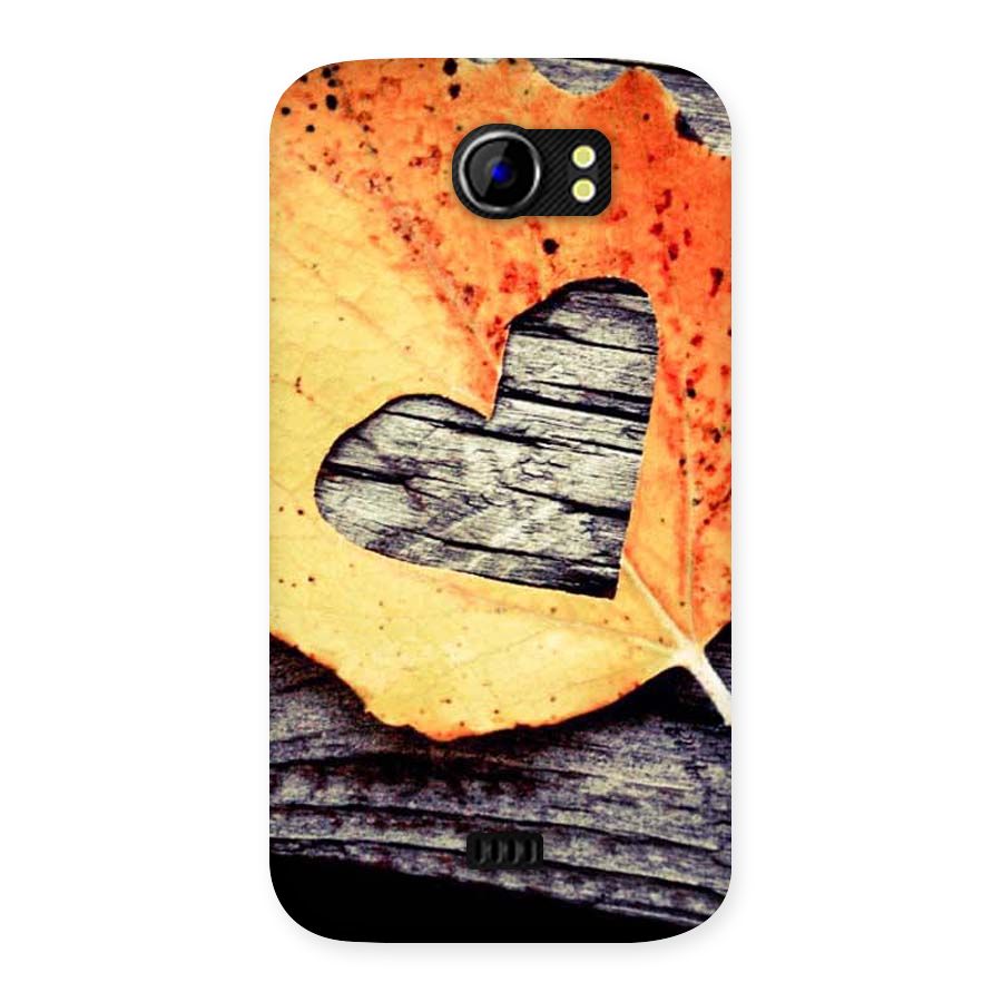 Wood Heart Leaf Back Case for Micromax Canvas 2 A110