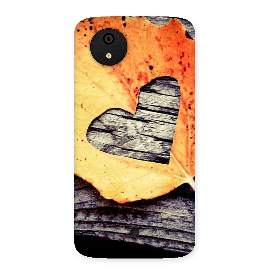 Wood Heart Leaf Back Case for Micromax Canvas A1