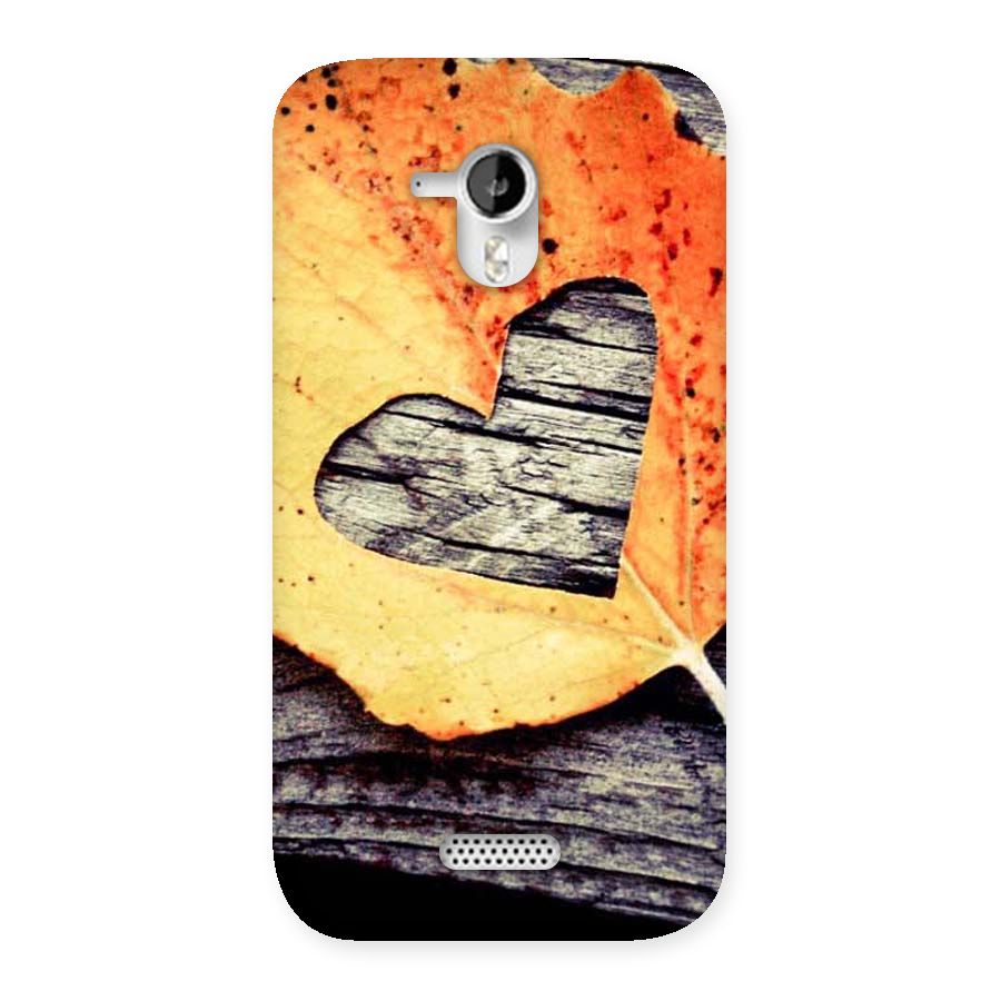 Wood Heart Leaf Back Case for Micromax Canvas HD A116