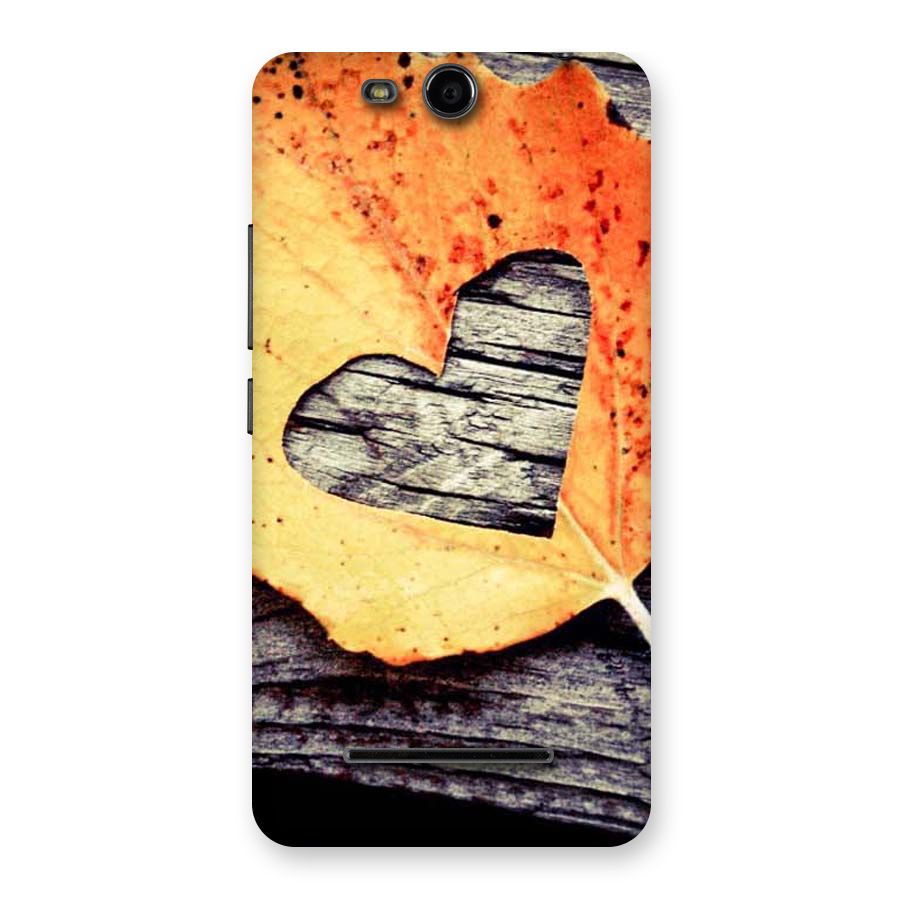Wood Heart Leaf Back Case for Micromax Canvas Juice 3 Q392