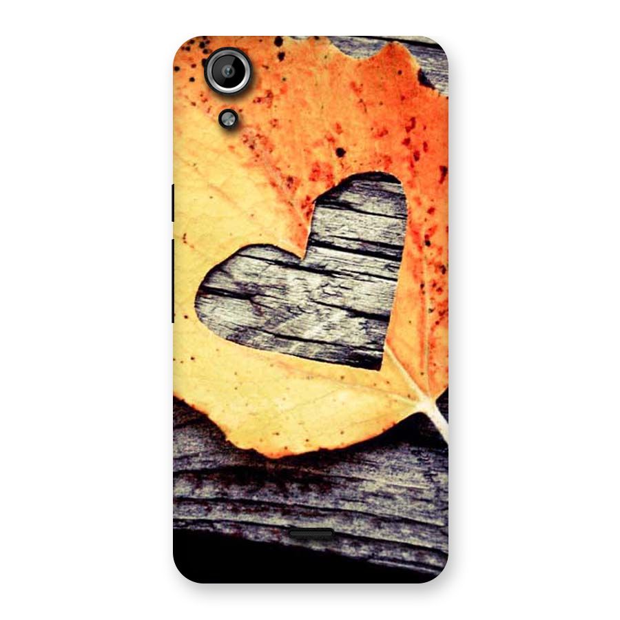 Wood Heart Leaf Back Case for Micromax Canvas Selfie Lens Q345