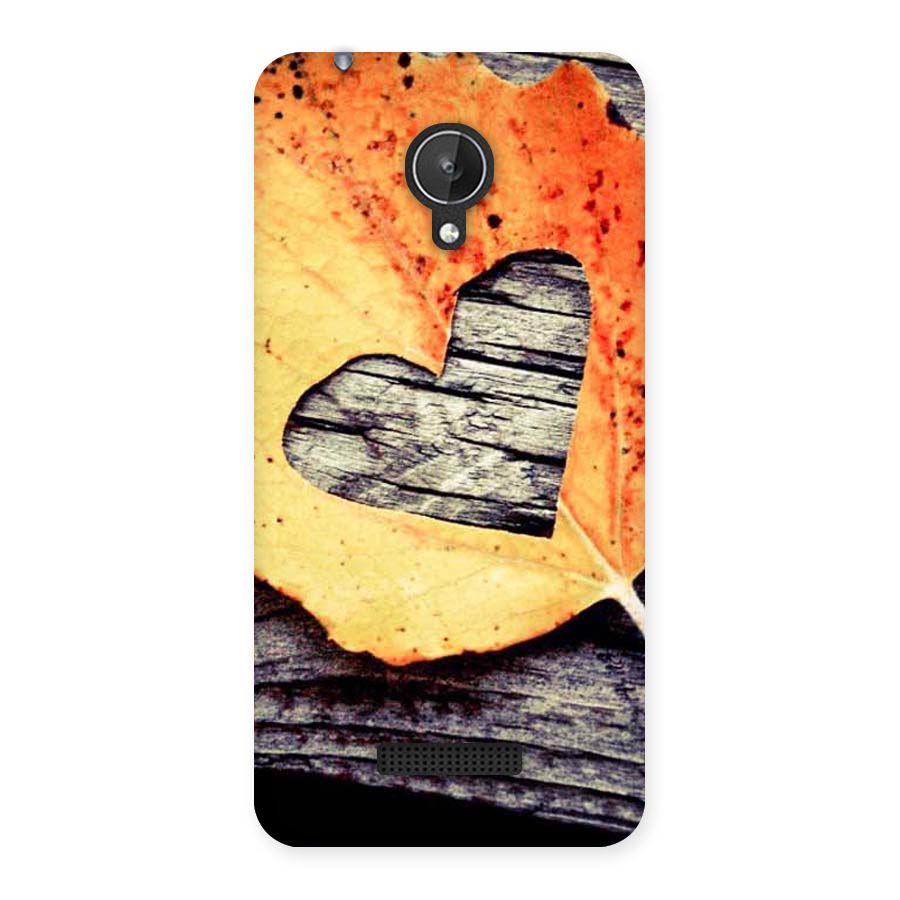 Wood Heart Leaf Back Case for Micromax Canvas Spark Q380