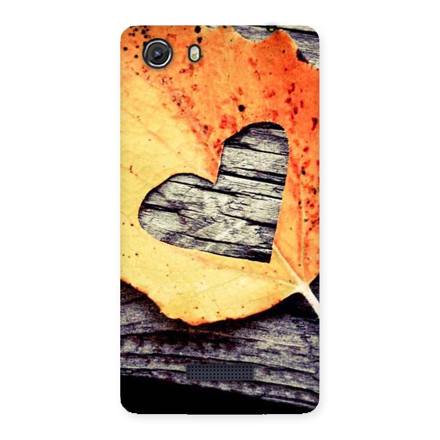 Wood Heart Leaf Back Case for Micromax Unite 3