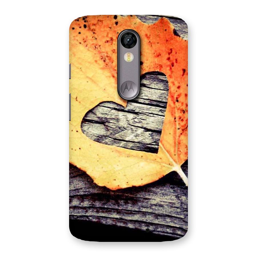 Wood Heart Leaf Back Case for Moto X Force