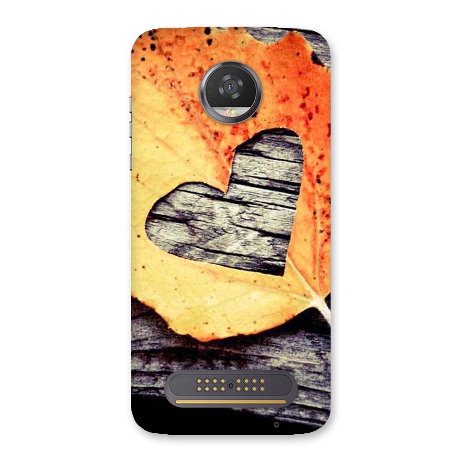 Wood Heart Leaf Back Case for Moto Z2 Play