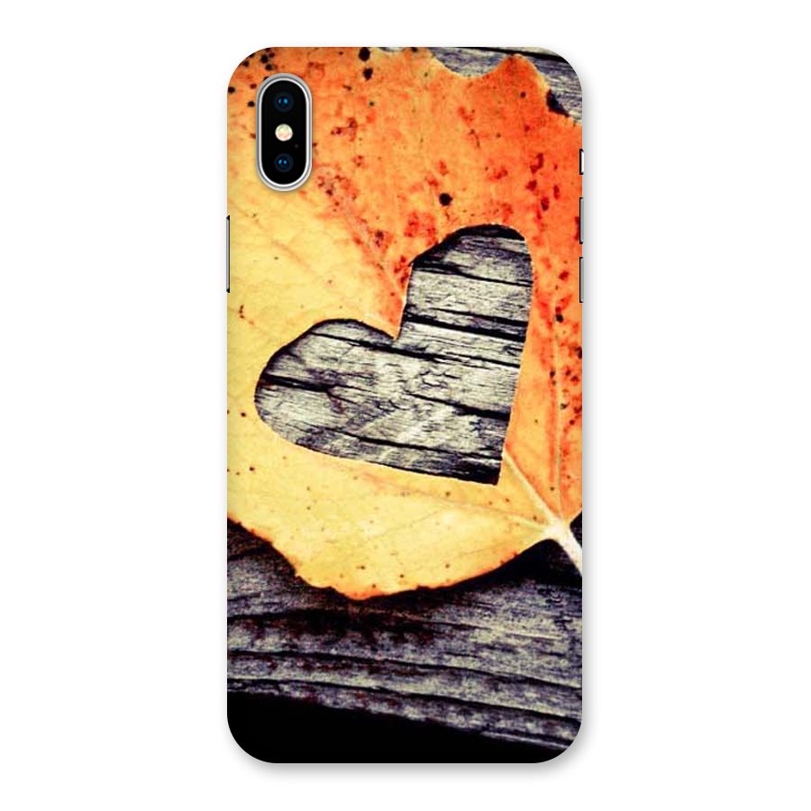 Wood Heart Leaf Back Case for iPhone X