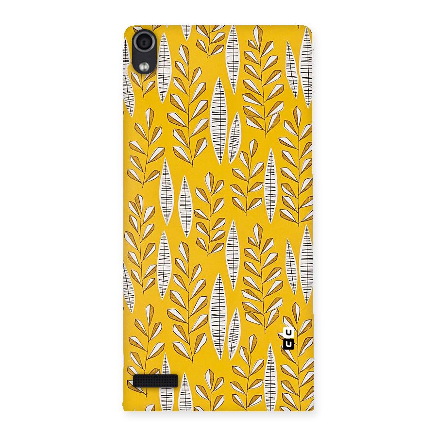 Yellow Leaf Pattern Back Case for Ascend P6