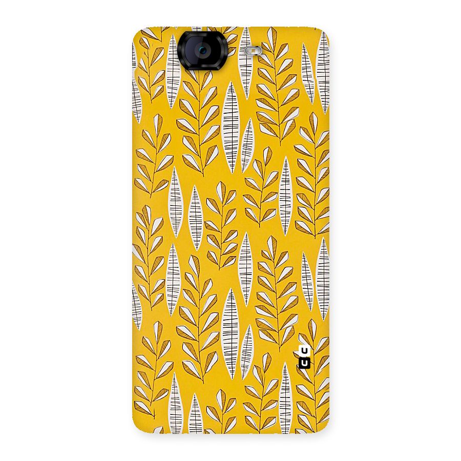 Yellow Leaf Pattern Back Case for Canvas Knight A350